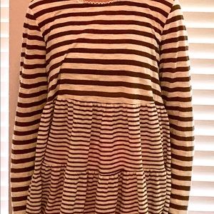 Gold and white striped baby doll blouse